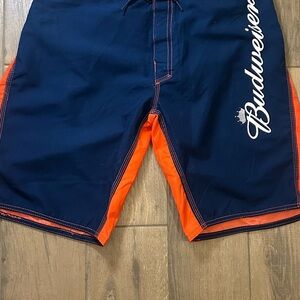 Budweiser Men's Navy and Orange Swim Shorts